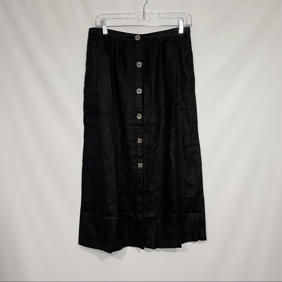 Rhythm Amalfi Washed Black Button-Up Midi Skirt - Picture 2 of 12